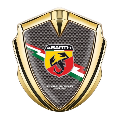 Fiat Abarth Emblem Self Adhesive Gold Grey Carbon Lightning Logo Design