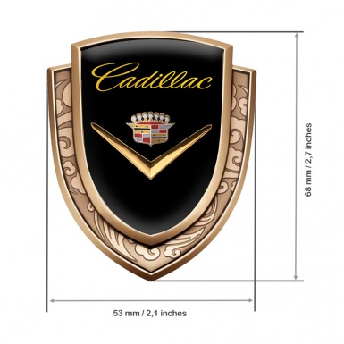 Cadillac Emblem Car Badge Gold Black Background Polished Logo Design