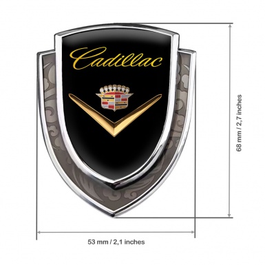 Cadillac Emblem Car Badge Silver Black Background Polished Logo Design