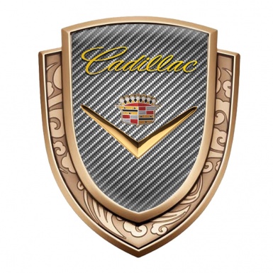 Cadillac Badge Self Adhesive Gold Light Carbon Shiny Logo Edition