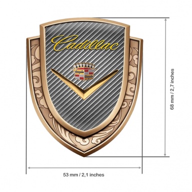 Cadillac Badge Self Adhesive Gold Light Carbon Shiny Logo Edition