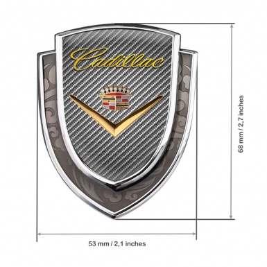 Cadillac Badge Self Adhesive Silver Light Carbon Shiny Logo Edition