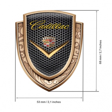 Cadillac Emblem Badge Self Adhesive Gold Dark Grate Shiny Logo Design