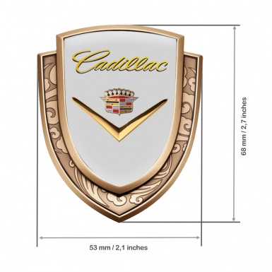 Cadillac Emblem Fender Badge Gold Grey Fill Shiny Logo Design