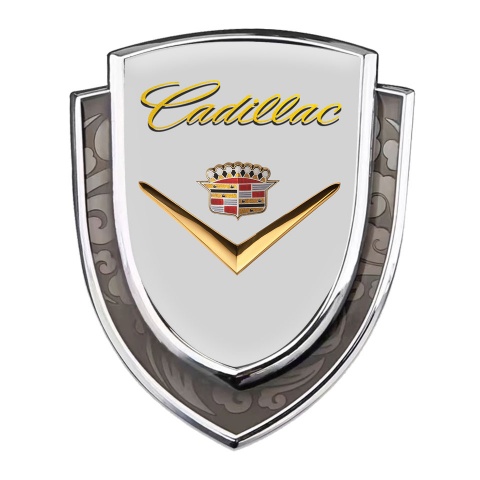 Cadillac Emblem Fender Badge Silver Grey Fill Shiny Logo Design