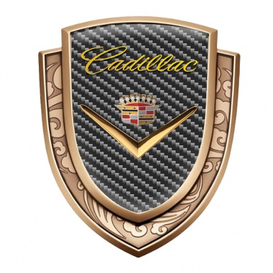 Cadillac Metal Emblem Self Adhesive Gold Dark Carbon Shiny Logo Edition