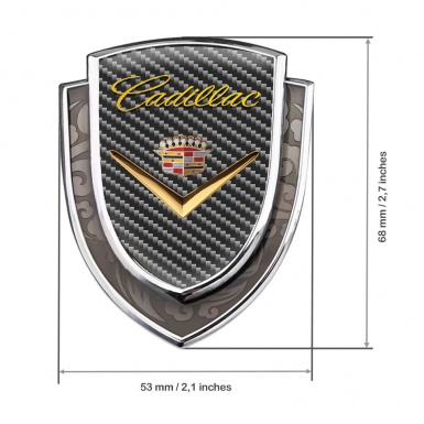 Cadillac Metal Emblem Self Adhesive Silver Dark Carbon Shiny Logo Edition