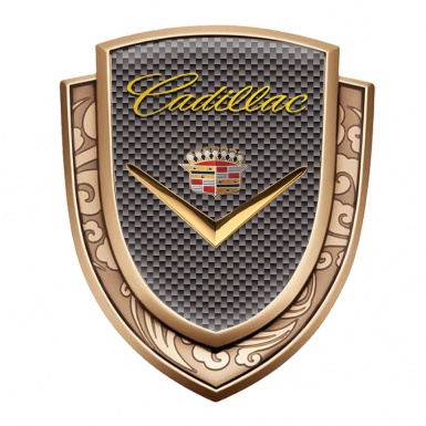 Cadillac Fender Emblem Badge Gold Grey Carbon Polished Logo Design