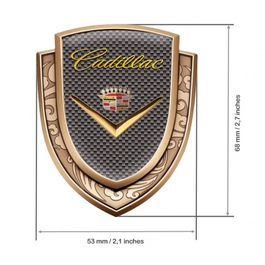 Cadillac Fender Emblem Badge Gold Grey Carbon Polished Logo Design