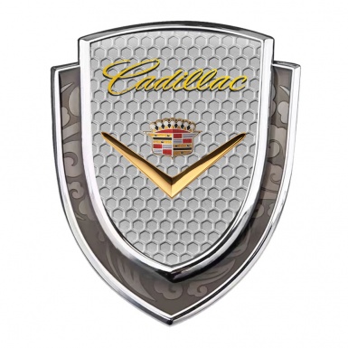 Cadillac Emblem Trunk Badge Silver Honeycomb Shiny Logo Variant