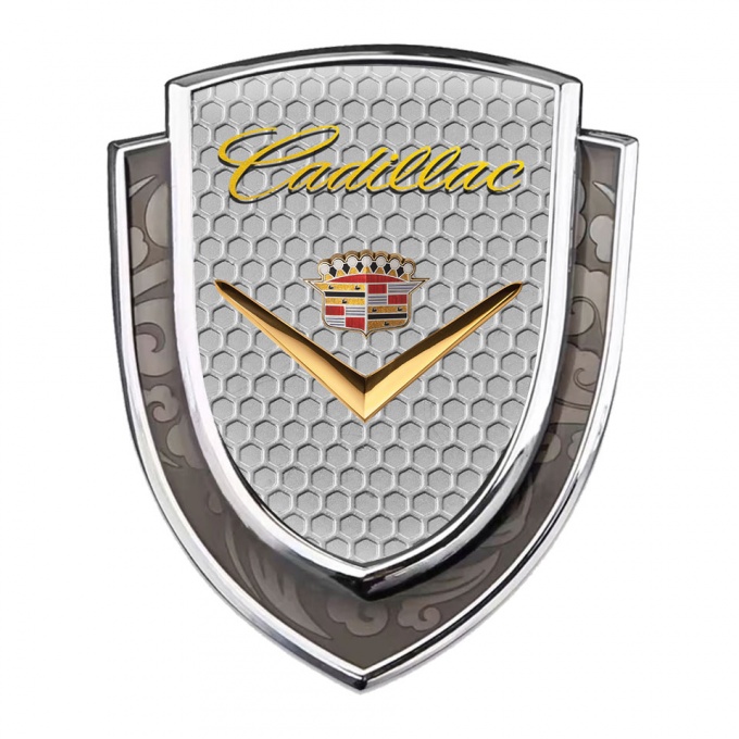 Cadillac Emblem Trunk Badge Silver Honeycomb Shiny Logo Variant