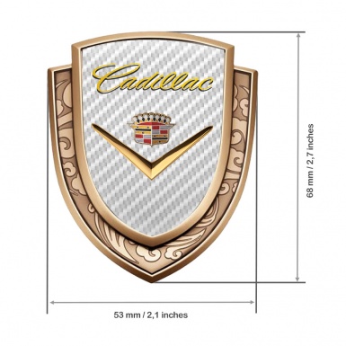 Cadillac Emblem Self Adhesive Gold White Carbon Shiny Logo Edition