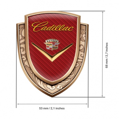 Cadillac Emblem Badge Gold Red Carbon Gleaming Logo Edition