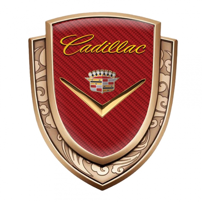 Cadillac Emblem Badge Gold Red Carbon Gleaming Logo Edition