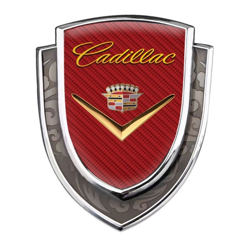 Cadillac Emblem Badge Silver Red Carbon Gleaming Logo Edition