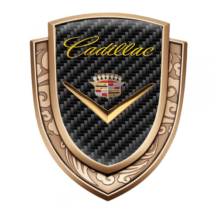 Cadillac Domed Emblem Gold Black Carbon Gleaming Logo Design