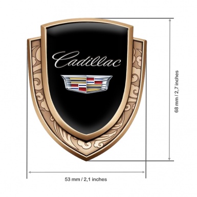 Cadillac Bodyside Domed Emblem Gold Black Base Chrome Coat Of Arms