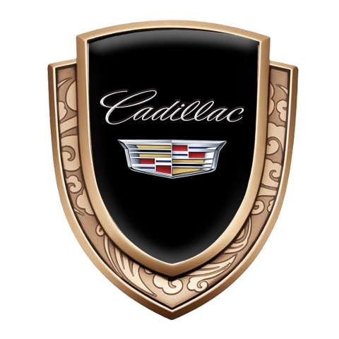 Cadillac Bodyside Domed Emblem Gold Black Base Chrome Coat Of Arms