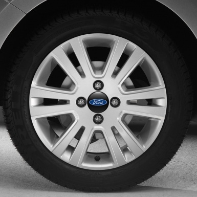 Ford Domed Stickers Wheel Center Cap Black  Background Blue Logo