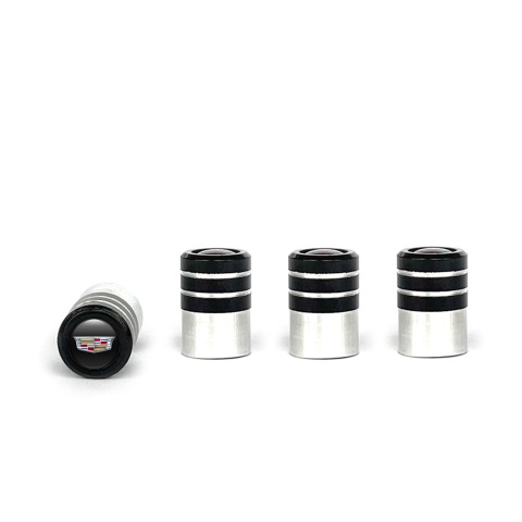Cadillac Valve Caps 4 pcs Black Silicone Sticker with Multicolour Logo