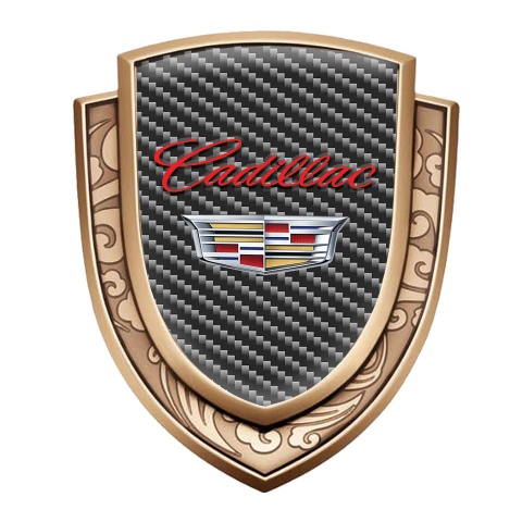 Cadillac Metal Emblem Self Adhesive Gold Dark Carbon Red Classic Logo