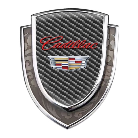 Cadillac Metal Emblem Self Adhesive Silver Dark Carbon Red Classic Logo