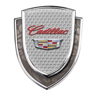 Cadillac Emblem Trunk Badge Silver Honeycomb Red Classic Crest Variant