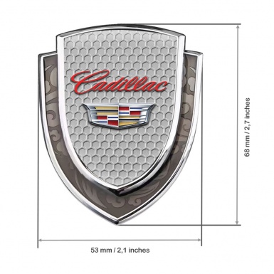 Cadillac Emblem Trunk Badge Silver Honeycomb Red Classic Crest Variant