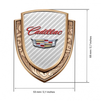 Cadillac Emblem Self Adhesive Gold White Carbon Classic Coat Of Arms