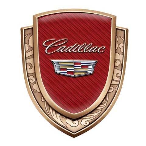 Cadillac Emblem Badge Gold Red Carbon Classic Chrome Coat Of Arms