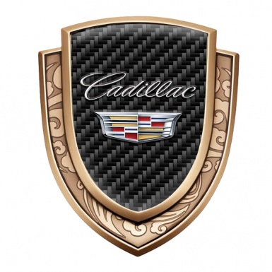 Cadillac Domed Emblem Gold Black Carbon Classic Polished Coat Of Arms