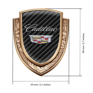 Cadillac Domed Emblem Gold Black Carbon Classic Polished Coat Of Arms