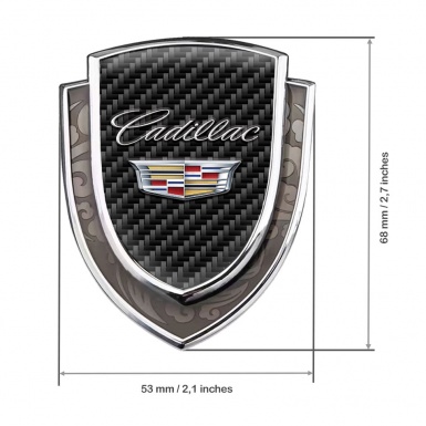 Cadillac Domed Emblem Silver Black Carbon Classic Polished Coat Of Arms