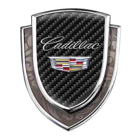 Cadillac Domed Emblem Silver Black Carbon Classic Polished Coat Of Arms