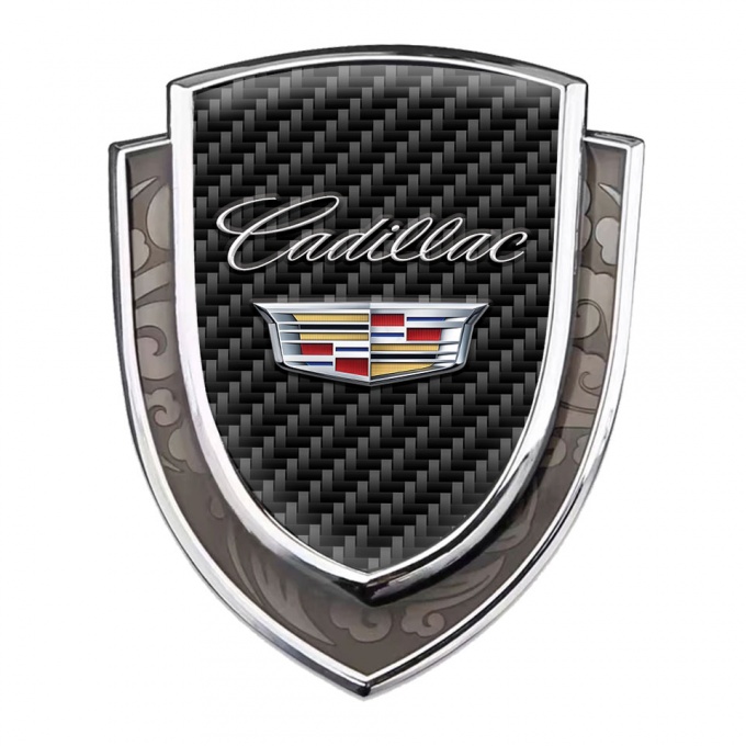 Cadillac Domed Emblem Silver Black Carbon Classic Polished Coat Of Arms