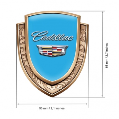 Cadillac Emblem Ornament Gold Sky Blue Classic Chromed Coat Of Arms