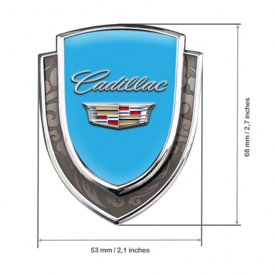 Cadillac Emblem Ornament Silver Sky Blue Classic Chromed Coat Of Arms