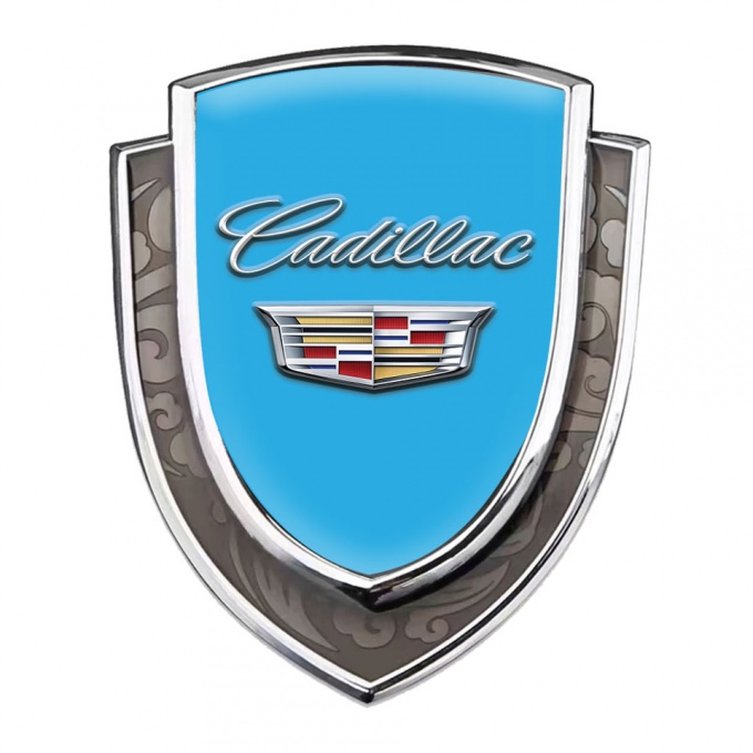 Cadillac Emblem Ornament Silver Sky Blue Classic Chromed Coat Of Arms