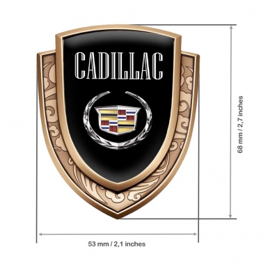 Cadillac Bodyside Domed Emblem Gold Black Base Chrome Laurel Logo