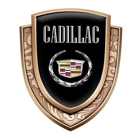 Cadillac Bodyside Domed Emblem Gold Black Base Chrome Laurel Logo