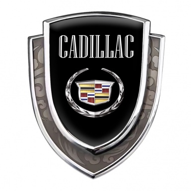 Cadillac Bodyside Domed Emblem Silver Black Base Chrome Laurel Logo