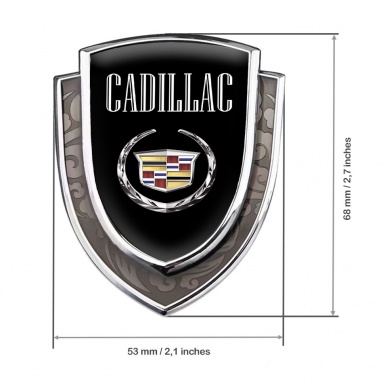 Cadillac Bodyside Domed Emblem Silver Black Base Chrome Laurel Logo