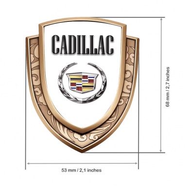 Cadillac Emblem Car Badge Gold White Background Chrome Laurel Edition