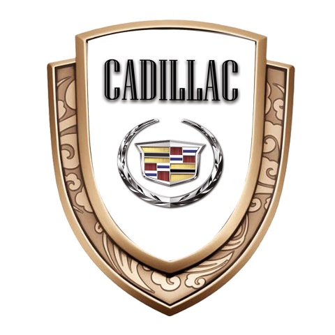 Cadillac Emblem Car Badge Gold White Background Chrome Laurel Edition