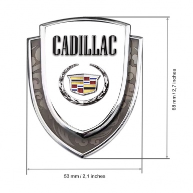 Cadillac Emblem Car Badge Silver White Background Chrome Laurel Edition