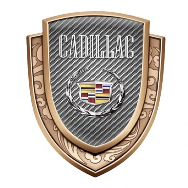 Cadillac Badge Self Adhesive Gold Light Carbon Chrome Laurel Design