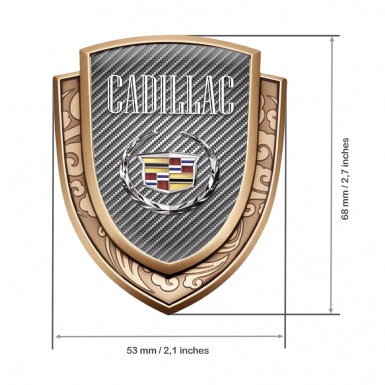 Cadillac Badge Self Adhesive Gold Light Carbon Chrome Laurel Design