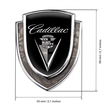 Cadillac Emblem Badge Self Adhesive Silver Black Base White Vintage Logo