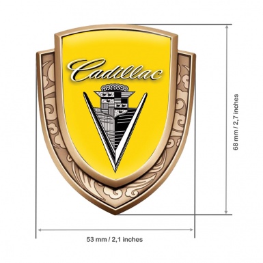 Cadillac Fender Emblem Badge Gold Yellow Base Monochrome Vintage Logo