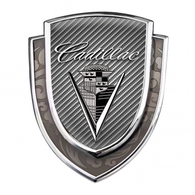 Cadillac Emblem Trunk Badge Silver Light Carbon Monochrome Vintage Logo